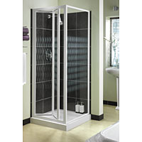 Aquarius White/Ribbon 760mm Bi-Fold Door for Shower Enclosure