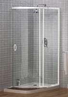 Elite Modern Compact Walk In Shower Enclosure LEFT HAND with White Frame and Clear Glass