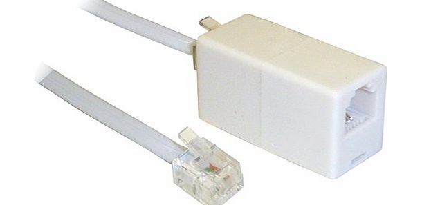 Aquarius 10M ADSL RJ11 Broadband Modem Extension Cable - Male to Male with coupler
