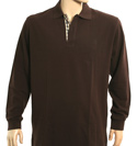 Chocolate Long Sleeve Pique Polo Shirt