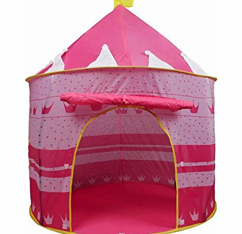 Pink Crown Fairy Princess Tale Castle Pop Up Childrens Tent with Windows and Roll Up Door Pink Girls Indoor or Outdoor Use Girls Pink Toy Play Tent / Playhouse / Den