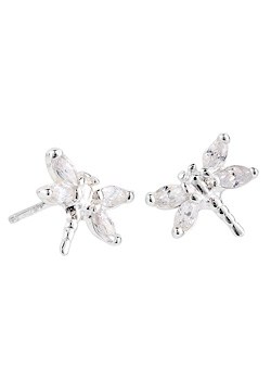 s Silver Dragonfly Cubic Zirconia Stud