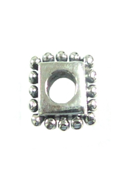 Silver Square with Beaded Edge Charm PT2279