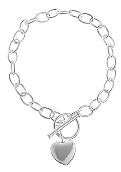 Argent Silver Tbar Heart Bracelet BA99438-MOD