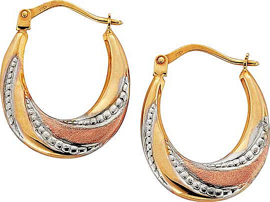 Argos 9ct 3 Coloured Gold Creole Earrings