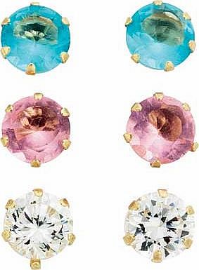 9ct Gold Cubic Zirconia and Stone Stud Earrings