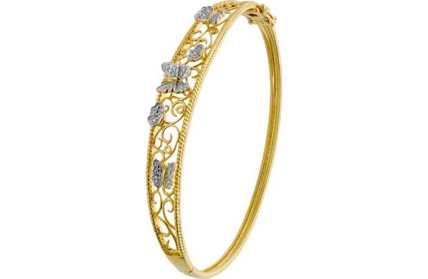 9ct Gold Plated Sterling Silver Butterfly Bangle