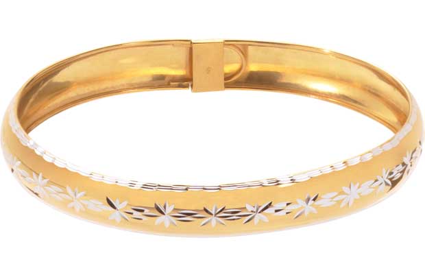 Argos 9ct Gold Plated Sterling Silver Diamond Cut Bangle