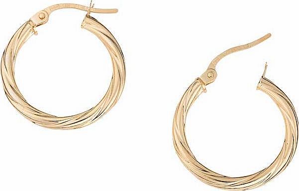 9ct Gold Twist Tube Creole Earrings
