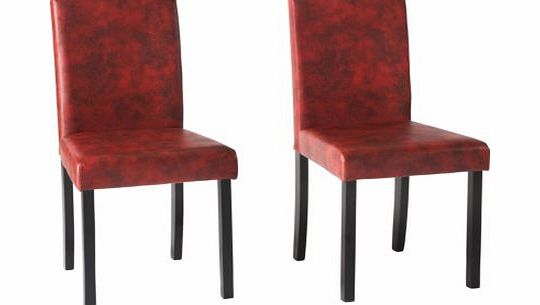Argos Aston Pair of Red Leather Effect Chairs - Black