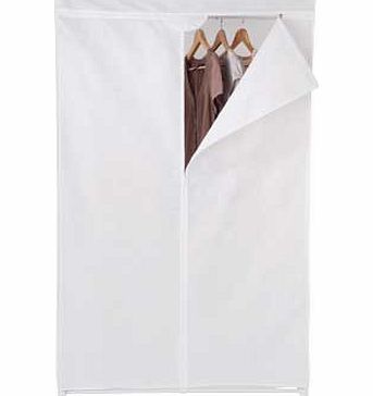 Fabric Covered Single Clothes Rail - White