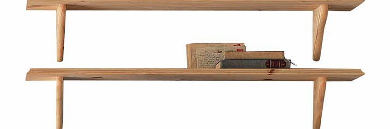 Set of 2 Wooden Shelves - Pine
