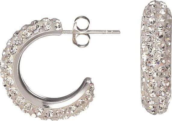 Argos Sterling Silver Crystal Half Hoop Earrings