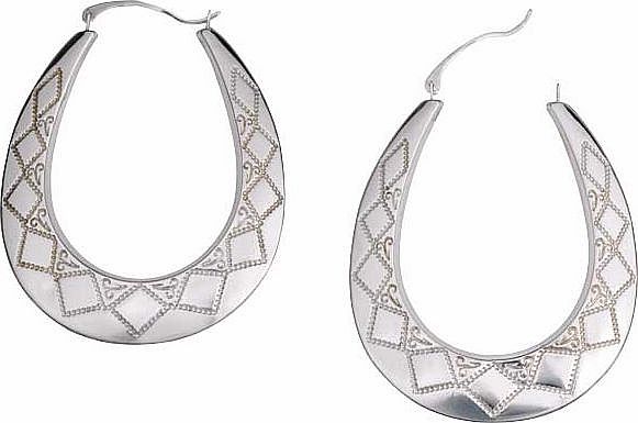 Argos Sterling Silver Large Faceted Creole Earrings