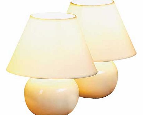 Pair of Bedside Lamps - Cream