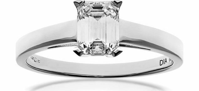 Ariel 18ct White Gold Engagement Ring, J/I1 Certified Diamond, Emerald Cut, 1ct