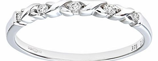 Ariel 9ct White Gold 0.10ct Diamond Kiss Eternity Ring