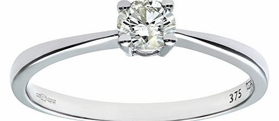 Ariel 9ct White Gold Engagement Ring, IJ/I Certified Diamond, Round Brilliant, 0.33ct