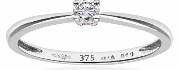 Ariel 9ct White Gold Engagement Ring, IJ/I Diamond, Round Brilliant, 0.10ct
