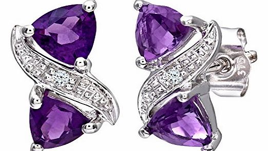 Ariel 9ct White Gold Womens Diamond and Amethyst Earrings