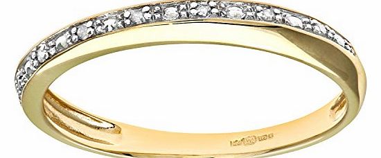 Ariel 9ct Yellow Gold Diamond Pave Set Crossover Effect Half Eternity Ring