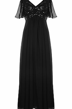 Ariella Ava Embellished Chiffon Dress, Black