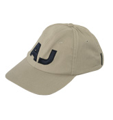 Beige Baseball Cap with Navy Logo