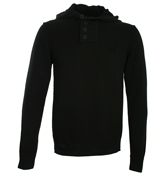 Black 4-Button Hooded Sweater