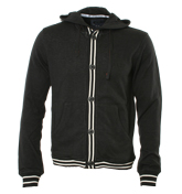 Black and White Buttoned Hooded Sweatshirt
