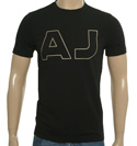 Armani Black T-Shirt with Beige Logo