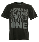 Armani Black T-Shirt with Grey Logo
