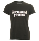 Armani Black T-Shirt with Silver Printed Logo