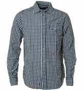 Armani Blue and White Check Long Sleeve Shirt