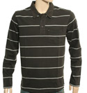 Armani Dark Grey Striped Long Sleeve Polo Shirt