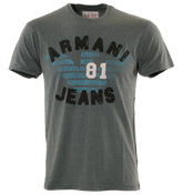 Armani Faded Airforce Blue T-Shirt with Large Logo