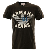 Armani Faded Black T-Shirt with Large Logo