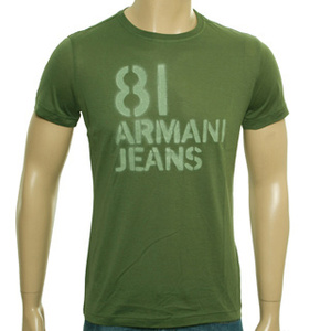 Armani Green T-Shirt with Sprayed Effect Logo