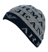 Grey and Navy Beanie Hat