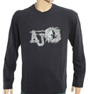 Armani Indigo T-Shirt with Large Grey Logo