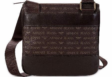 Armani Jeans Brown Leather Messenger Bag