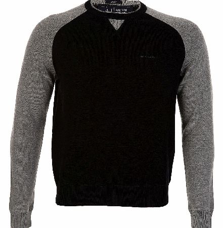 Armani Jeans Contrast Sleeve Jumper Black