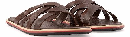 Armani Jeans Crossover Strap Brown Sandals