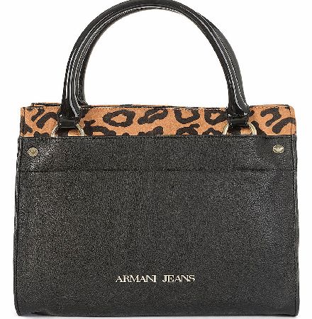 Armani Jeans Small Leopard Trim Black Bag