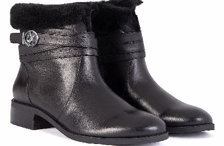 Armani Jeans Womens Fur Lined Leather Boots