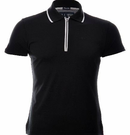 Armani Jeans Zip Up Polo Black