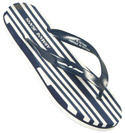 Armani Ladies Armani Navy and White Stripe Flip Flops