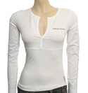 Armani Ladies Armani White Long Sleeve Top with Black Logo