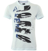 Armani Light Blue T-Shirt with Printed Design