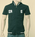 Armani Mens Black & White Full Zip Hooded Short Sleeve Sweatshirt