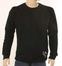 Mens Black Cotton Round Neck EA7 Sweatshirt
